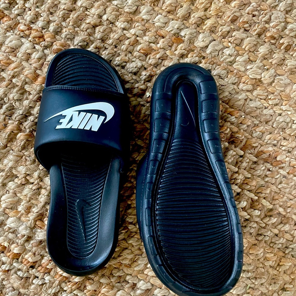 Nike Black and White Slide Sandals